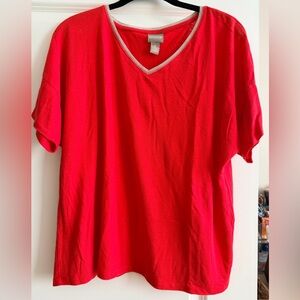 Chico's Vibrant Red V-Neck Tee